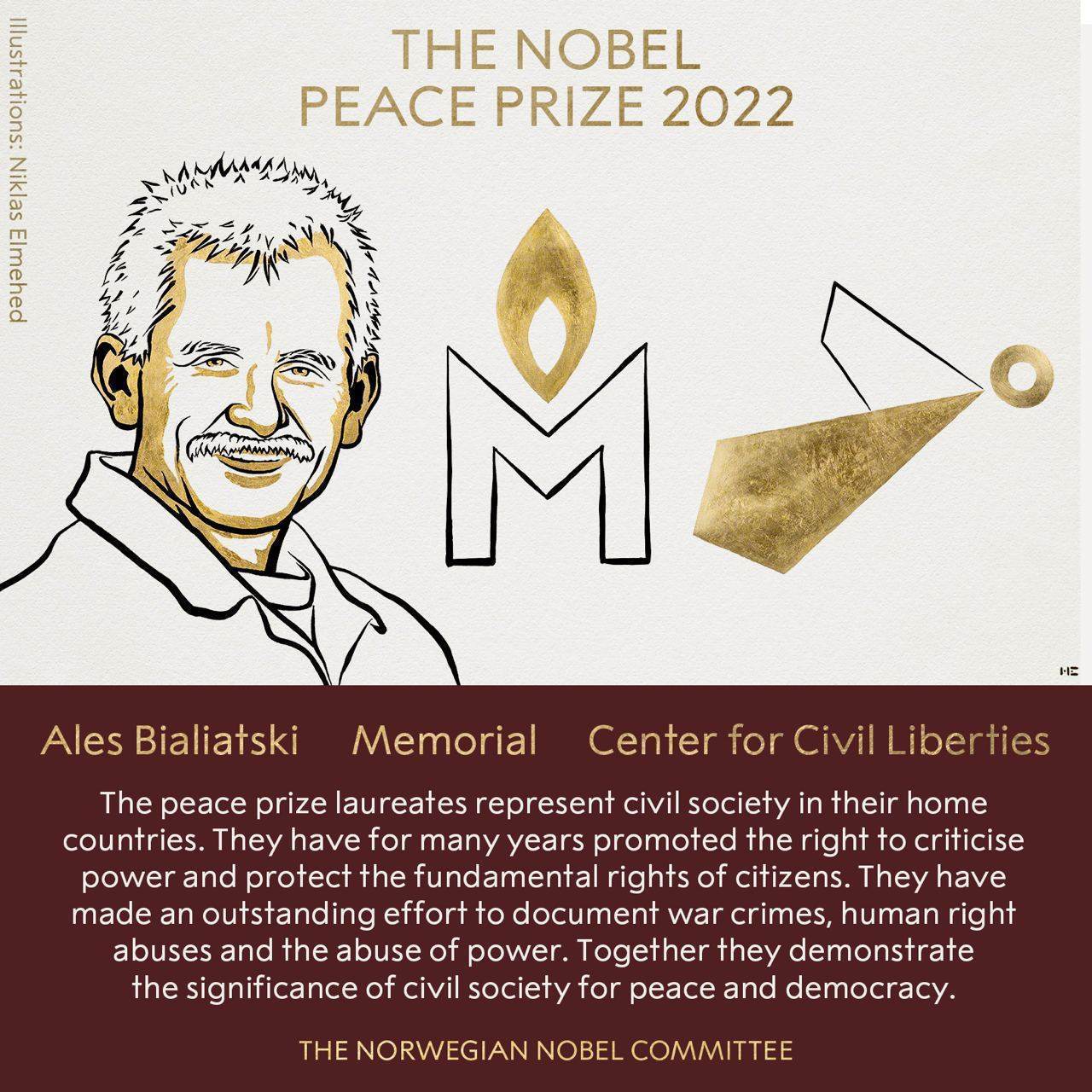 Лауреатом Нобелевской премии мира объявлен белорусский правозащитник Алесь Беляцкий