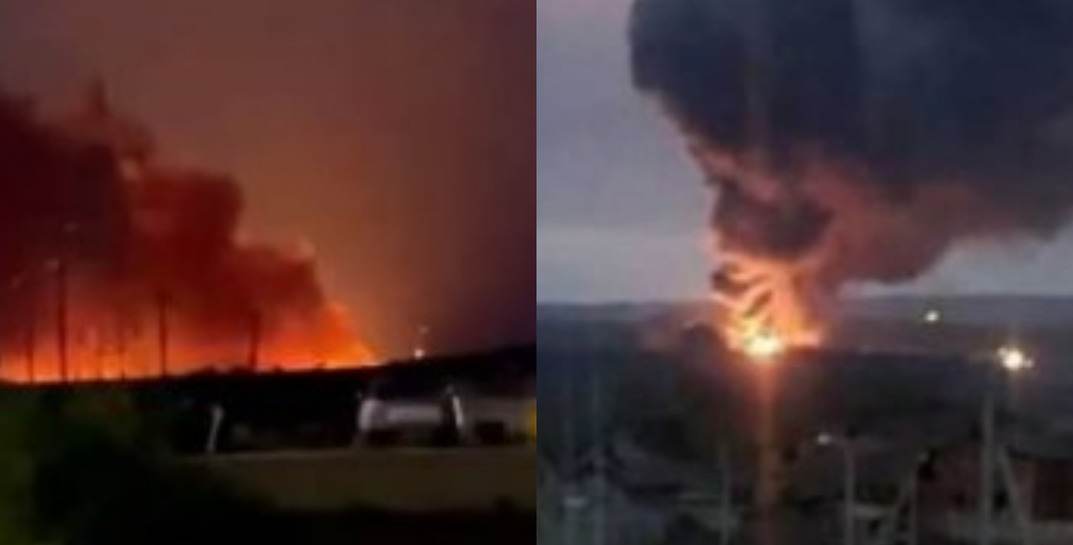 В Курске возле аэродрома загорелся нефтенакопитель после атаки беспилотника