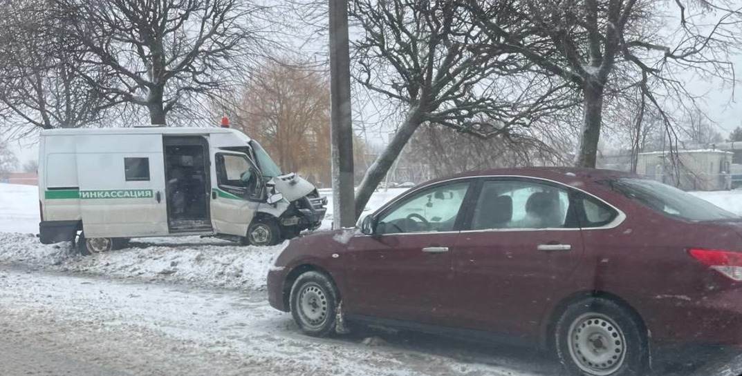 В Могилеве вылетевшая с проезжей части инкассаторская машина сломала дерево