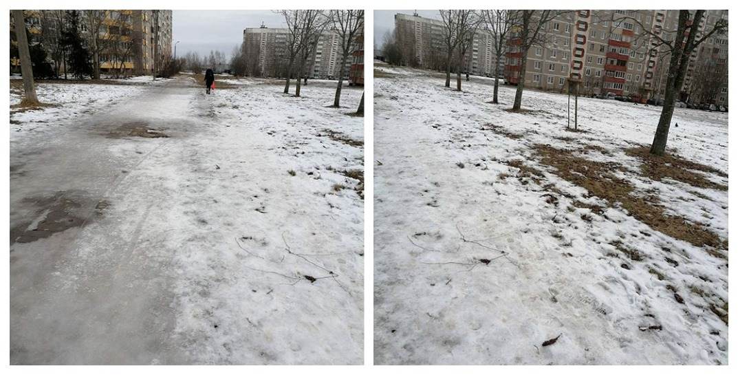«Уже второй день я себе чуть ноги не переломала». Посмотрите на дорогу от Каштановой 35 до 40-й школы