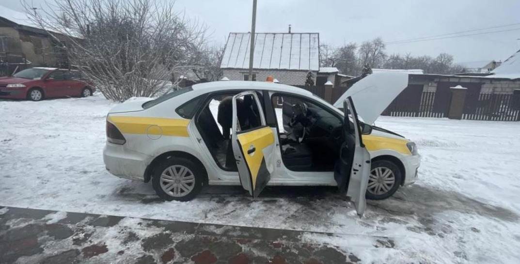 В Могилеве горел автомобиль такси