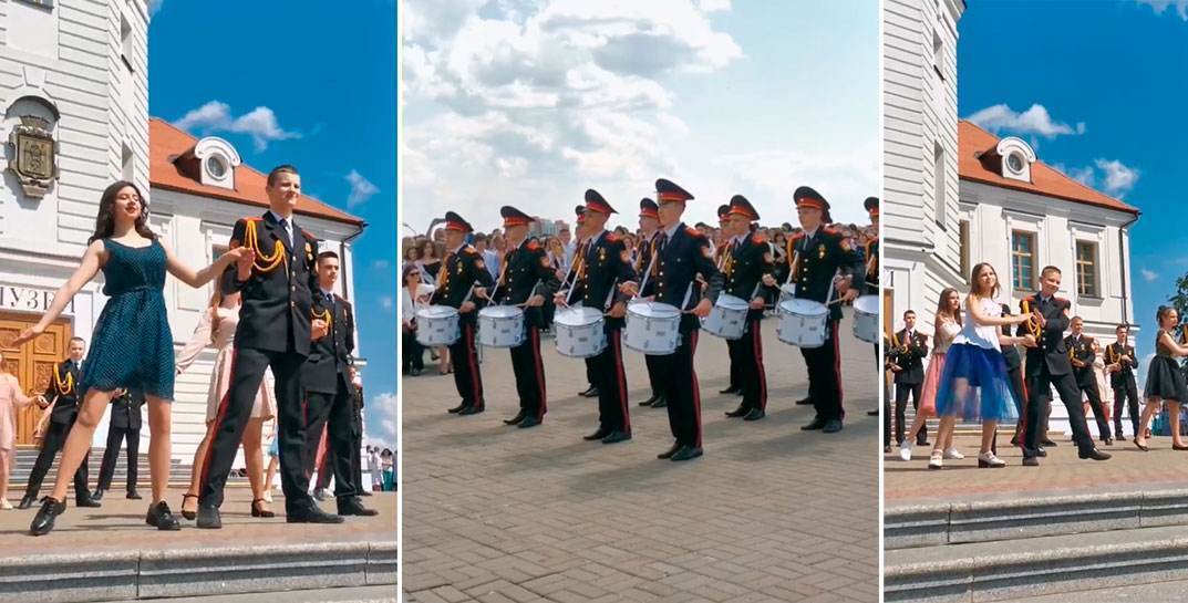 Посмотрите, как трогательно открывался праздник «Вальс выпускников» на площади Славы в Могилеве