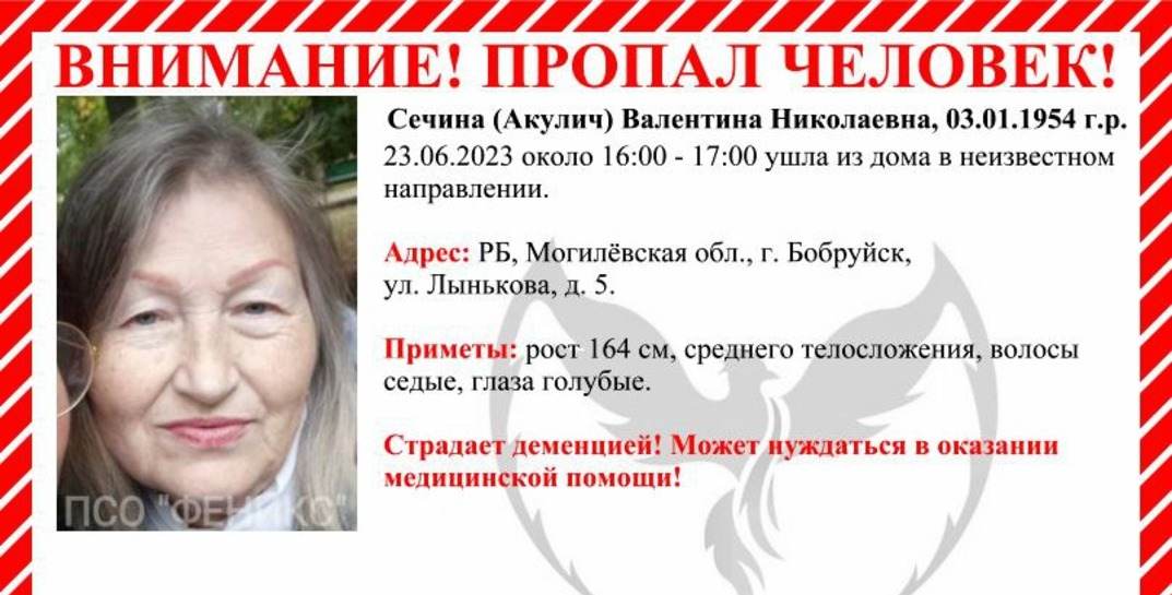В Бобруйске искали женщину с деменцией, которая ушла из дома и пропал