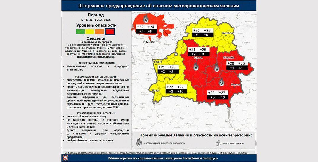 МЧС предупредило о чрезвычайной пожароопасной ситуации в нескольких областях Беларуси — Могилевская область в их числе
