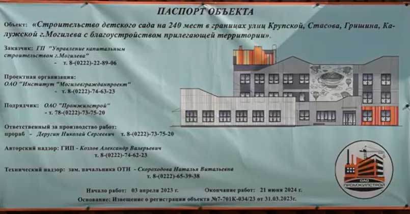 До конца 2023 года в микрорайоне Стасова-Гришина в Могилеве планируют ввести в строй новый детский сад на 230 мест
