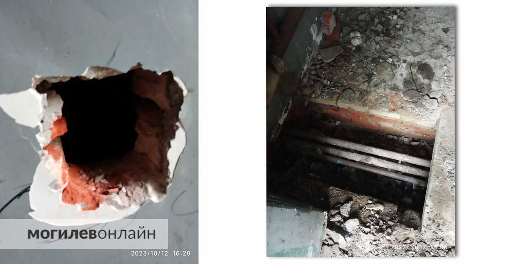 Не у всех могилевчан сегодня потеплело в квартирах — в доме по улице Вавилова, 27 и батареи холодные, и подъезд разбомблен