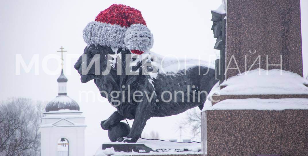 К праздникам готовы! Посмотрите, как украсили к Новому году скульптуры львов на Пушкинском мосту