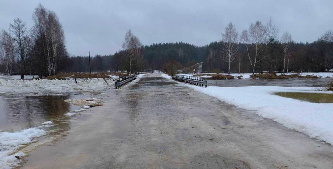 Из-за подъема уровня воды подтоплены дороги и мосты в трех районах Могилевщины