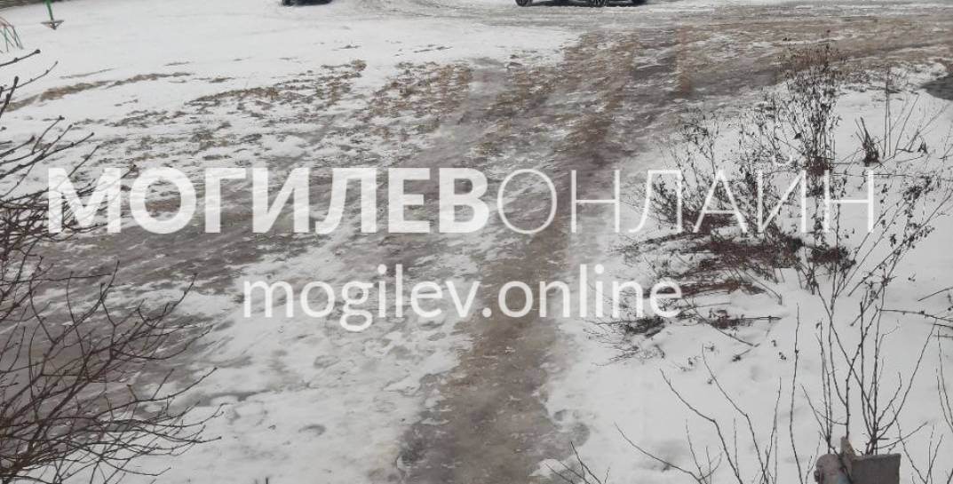 «Можно переломать ноги». Могилевчане жалуются на обледеневшие дорожки, которые не чистят и не посыпают