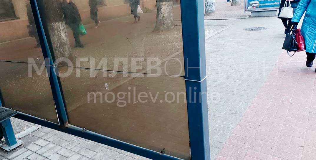 Дизайнерский подход или инновации? В Могилеве конструктивные элементы остановки держатся… на веревочках
