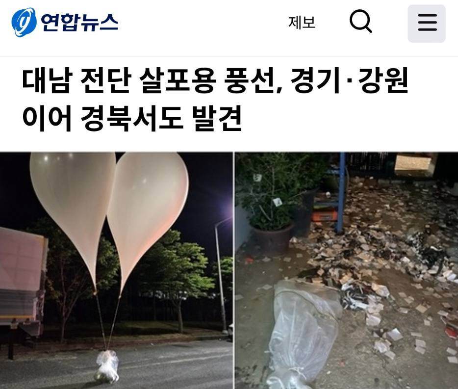 Воздушный шары с мусором из Северной Кореи