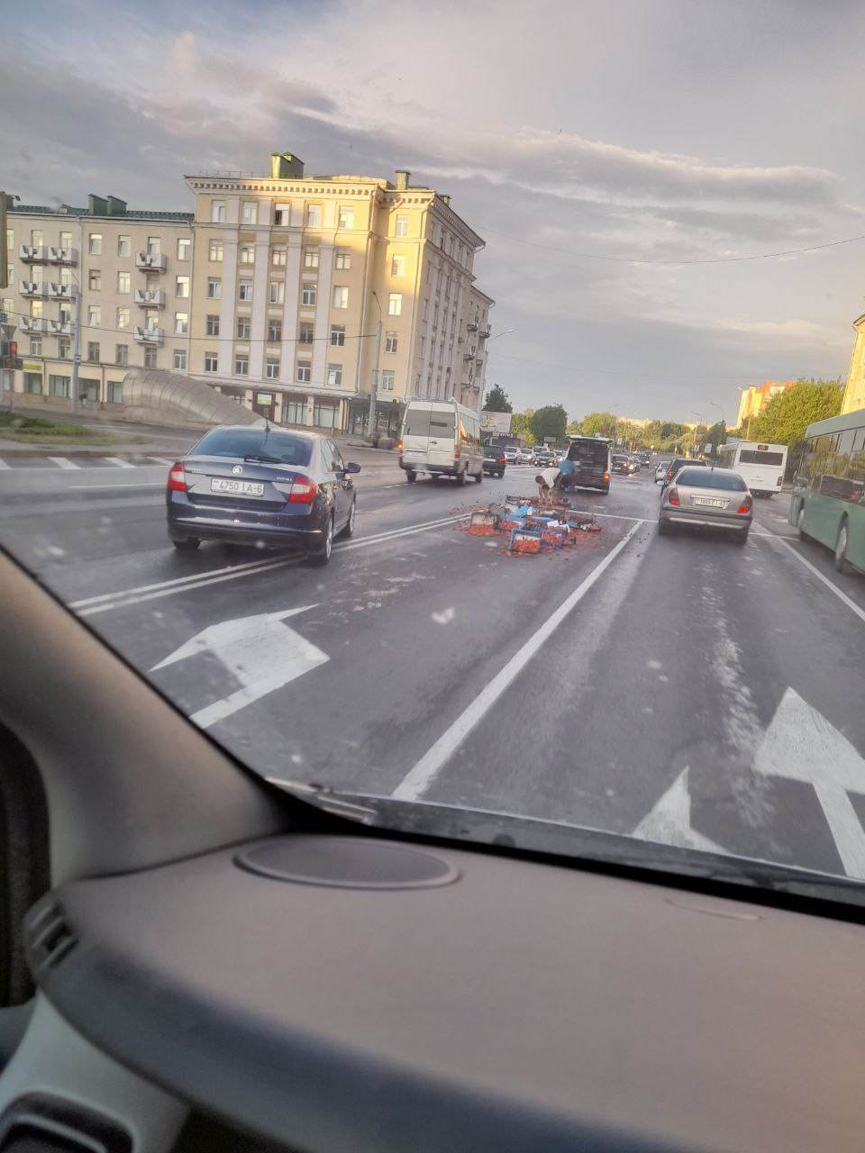 В Могилеве на дороге собирали «урожай» клубники. Что произошло?