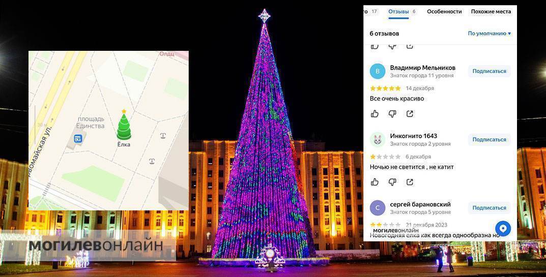 На Яндекс. Картах появились новогодние елки в Могилеве — можно посмотреть фото и оставить отзыв