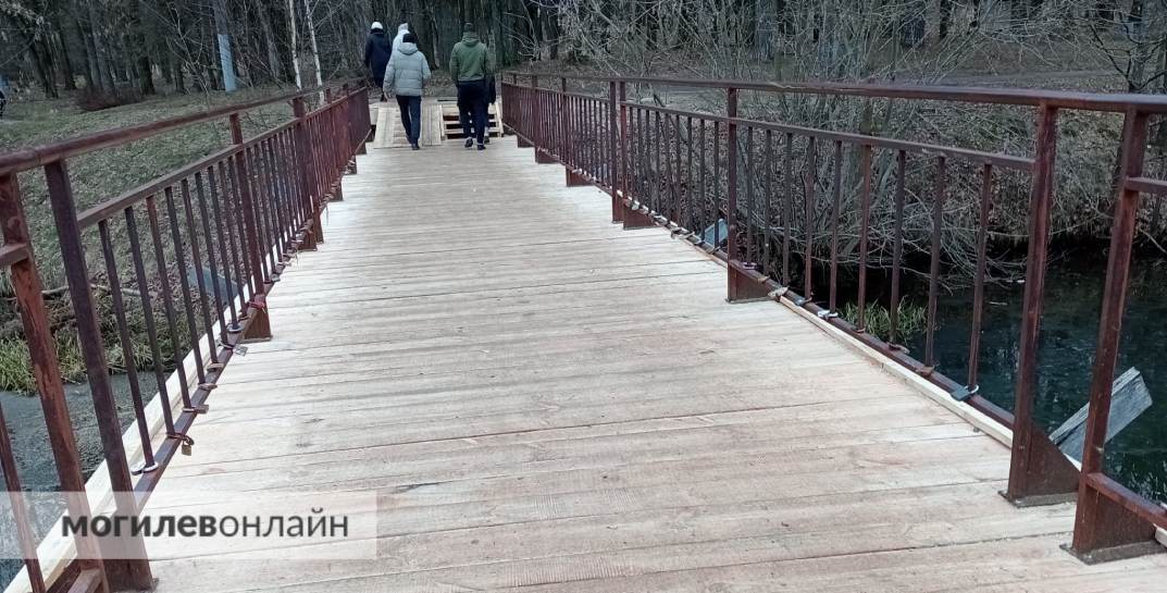 В Могилеве обновили пешеходный мост в Печерском лесопарке