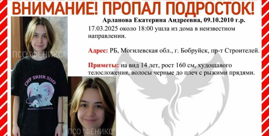 В Бобруйске ищут 14-летнюю девочку, которая ушла из дома и пропала. Обновлено: ее нашли, она жива