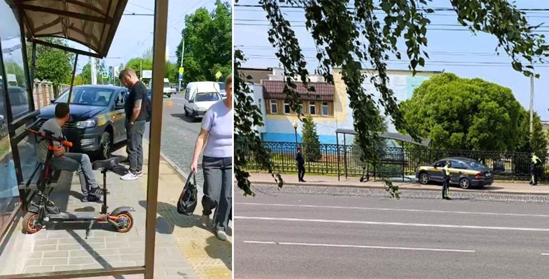 В Могилеве такси влетело в остановку