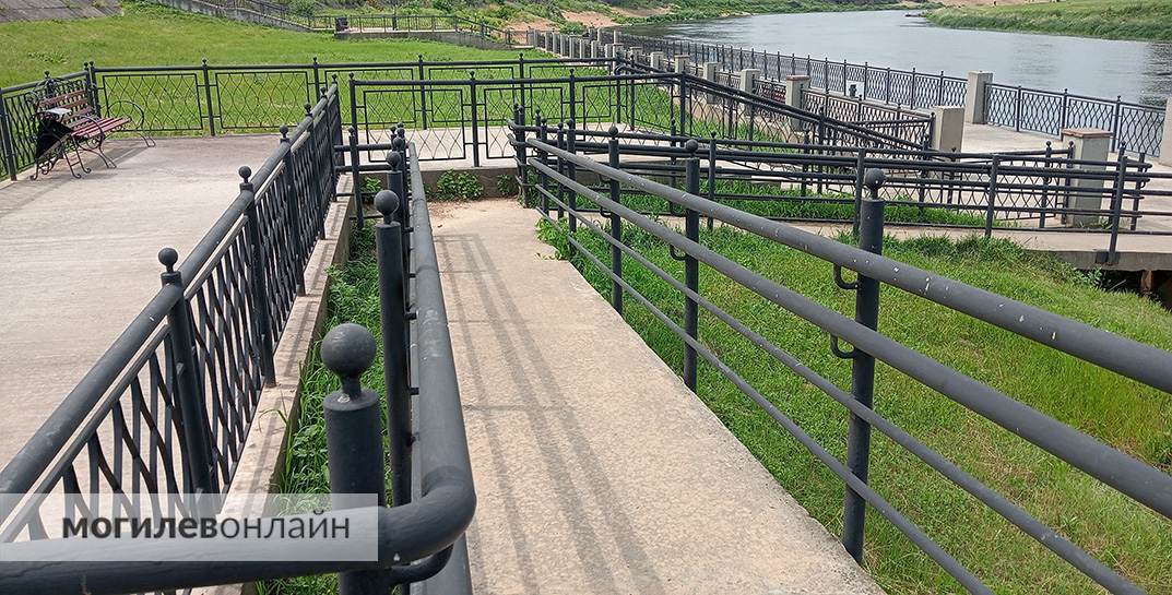 Посмотрели, как коммунальные службы справляются с проблемной зоной на спуске к Днепру, где могилевчанка около месяца назад попала в «джунгли»